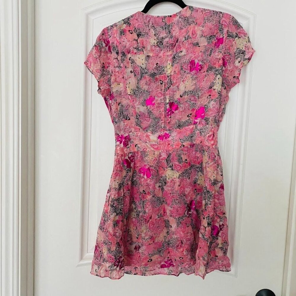 The KOOPLES Printed Pink Short Sleeve Mini Dress Size 1 (US Size 4) - Picture 2 of 10